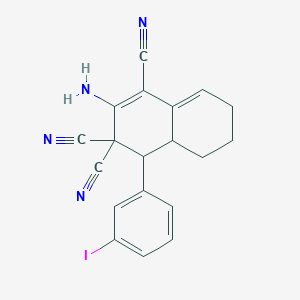 molecular formula C19H15IN4 B5213086 2-amino-4-(3-iodophenyl)-4a,5,6,7-tetrahydro-1,3,3(4H)-naphthalenetricarbonitrile 