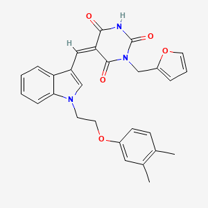 molecular formula C28H25N3O5 B5213097 5-({1-[2-(3,4-dimethylphenoxy)ethyl]-1H-indol-3-yl}methylene)-1-(2-furylmethyl)-2,4,6(1H,3H,5H)-pyrimidinetrione 