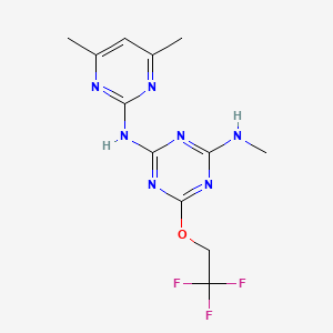 molecular formula C12H14F3N7O B5213105 N-(4,6-dimethyl-2-pyrimidinyl)-N'-methyl-6-(2,2,2-trifluoroethoxy)-1,3,5-triazine-2,4-diamine 