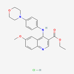 molecular formula C23H26ClN3O4 B5213125 ethyl 6-methoxy-4-{[4-(4-morpholinyl)phenyl]amino}-3-quinolinecarboxylate hydrochloride 