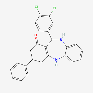 molecular formula C25H20Cl2N2O B5213127 11-(3,4-dichlorophenyl)-3-phenyl-2,3,4,5,10,11-hexahydro-1H-dibenzo[b,e][1,4]diazepin-1-one 