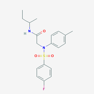 molecular formula C19H23FN2O3S B5213196 N~1~-(sec-butyl)-N~2~-[(4-fluorophenyl)sulfonyl]-N~2~-(4-methylphenyl)glycinamide 