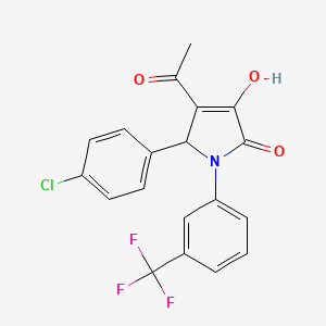 molecular formula C19H13ClF3NO3 B5213199 4-acetyl-5-(4-chlorophenyl)-3-hydroxy-1-[3-(trifluoromethyl)phenyl]-1,5-dihydro-2H-pyrrol-2-one 
