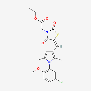 molecular formula C21H21ClN2O5S B5213211 ethyl (5-{[1-(5-chloro-2-methoxyphenyl)-2,5-dimethyl-1H-pyrrol-3-yl]methylene}-2,4-dioxo-1,3-thiazolidin-3-yl)acetate 