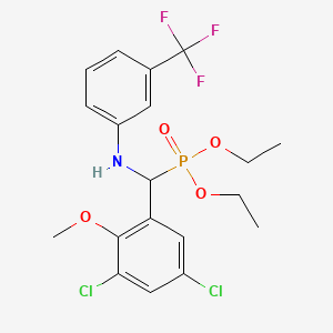 molecular formula C19H21Cl2F3NO4P B5213224 diethyl ((3,5-dichloro-2-methoxyphenyl){[3-(trifluoromethyl)phenyl]amino}methyl)phosphonate 