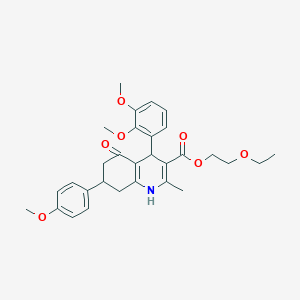 molecular formula C30H35NO7 B5213254 2-ethoxyethyl 4-(2,3-dimethoxyphenyl)-7-(4-methoxyphenyl)-2-methyl-5-oxo-1,4,5,6,7,8-hexahydro-3-quinolinecarboxylate 