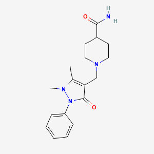 molecular formula C18H24N4O2 B5213260 1-[(1,5-dimethyl-3-oxo-2-phenyl-2,3-dihydro-1H-pyrazol-4-yl)methyl]-4-piperidinecarboxamide 