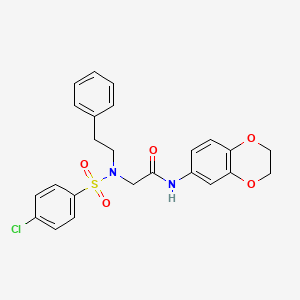 molecular formula C24H23ClN2O5S B5213279 N~2~-[(4-chlorophenyl)sulfonyl]-N~1~-(2,3-dihydro-1,4-benzodioxin-6-yl)-N~2~-(2-phenylethyl)glycinamide 