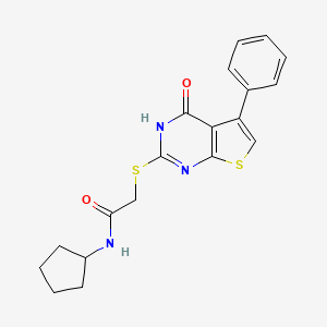 molecular formula C19H19N3O2S2 B5213303 N-cyclopentyl-2-[(4-oxo-5-phenyl-3,4-dihydrothieno[2,3-d]pyrimidin-2-yl)thio]acetamide 