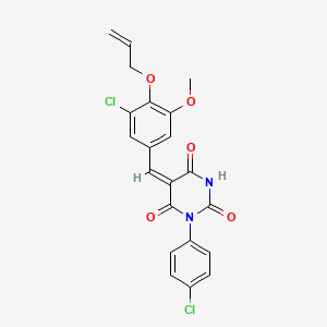 molecular formula C21H16Cl2N2O5 B5213304 5-[4-(allyloxy)-3-chloro-5-methoxybenzylidene]-1-(4-chlorophenyl)-2,4,6(1H,3H,5H)-pyrimidinetrione 