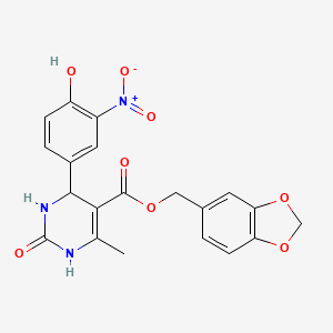 molecular formula C20H17N3O8 B5213311 1,3-benzodioxol-5-ylmethyl 4-(4-hydroxy-3-nitrophenyl)-6-methyl-2-oxo-1,2,3,4-tetrahydro-5-pyrimidinecarboxylate 