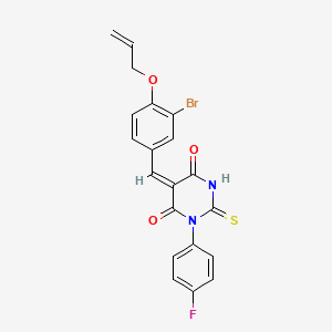 molecular formula C20H14BrFN2O3S B5213405 5-[4-(allyloxy)-3-bromobenzylidene]-1-(4-fluorophenyl)-2-thioxodihydro-4,6(1H,5H)-pyrimidinedione 