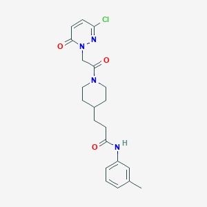 molecular formula C21H25ClN4O3 B5213435 3-{1-[(3-chloro-6-oxo-1(6H)-pyridazinyl)acetyl]-4-piperidinyl}-N-(3-methylphenyl)propanamide 