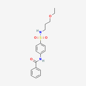 molecular formula C18H22N2O4S B5213484 N-(4-{[(3-ethoxypropyl)amino]sulfonyl}phenyl)benzamide 