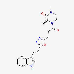 (3S)-4-(3-{5-[2-(1H-indol-3-yl)ethyl]-1,3,4-oxadiazol-2-yl}propanoyl)-1,3-dimethyl-2-piperazinone