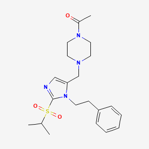 molecular formula C21H30N4O3S B5213607 1-acetyl-4-{[2-(isopropylsulfonyl)-1-(2-phenylethyl)-1H-imidazol-5-yl]methyl}piperazine 