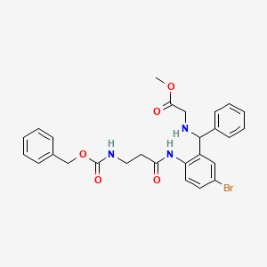 molecular formula C27H28BrN3O5 B5213617 methyl N-[[2-({N-[(benzyloxy)carbonyl]-beta-alanyl}amino)-5-bromophenyl](phenyl)methyl]glycinate 