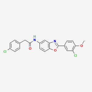 molecular formula C22H16Cl2N2O3 B5213630 N-[2-(3-chloro-4-methoxyphenyl)-1,3-benzoxazol-5-yl]-2-(4-chlorophenyl)acetamide 