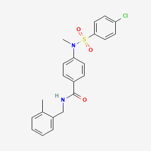 molecular formula C22H21ClN2O3S B5213680 4-[[(4-chlorophenyl)sulfonyl](methyl)amino]-N-(2-methylbenzyl)benzamide 