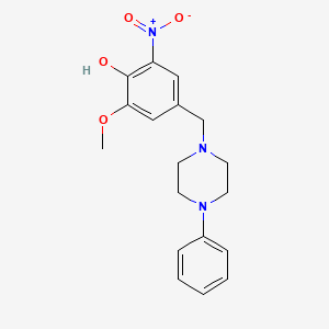molecular formula C18H21N3O4 B5213688 2-methoxy-6-nitro-4-[(4-phenyl-1-piperazinyl)methyl]phenol 