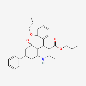 molecular formula C30H35NO4 B5213735 isobutyl 2-methyl-5-oxo-7-phenyl-4-(2-propoxyphenyl)-1,4,5,6,7,8-hexahydro-3-quinolinecarboxylate 