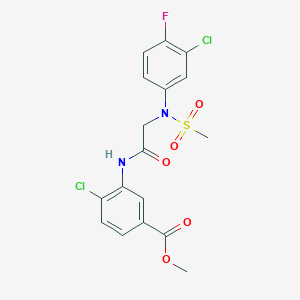 molecular formula C17H15Cl2FN2O5S B5213769 methyl 4-chloro-3-{[N-(3-chloro-4-fluorophenyl)-N-(methylsulfonyl)glycyl]amino}benzoate 