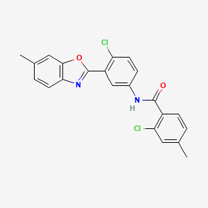 molecular formula C22H16Cl2N2O2 B5213791 2-chloro-N-[4-chloro-3-(6-methyl-1,3-benzoxazol-2-yl)phenyl]-4-methylbenzamide 