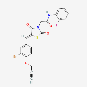 molecular formula C21H14BrFN2O4S B5213796 2-{5-[3-bromo-4-(2-propyn-1-yloxy)benzylidene]-2,4-dioxo-1,3-thiazolidin-3-yl}-N-(2-fluorophenyl)acetamide 