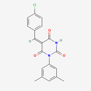 molecular formula C19H15ClN2O3 B5213803 5-(4-chlorobenzylidene)-1-(3,5-dimethylphenyl)-2,4,6(1H,3H,5H)-pyrimidinetrione 