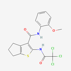 molecular formula C17H15Cl3N2O3S B5213808 N-(2-methoxyphenyl)-2-[(trichloroacetyl)amino]-5,6-dihydro-4H-cyclopenta[b]thiophene-3-carboxamide 