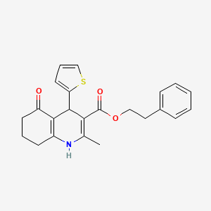 molecular formula C23H23NO3S B5213851 2-phenylethyl 2-methyl-5-oxo-4-(2-thienyl)-1,4,5,6,7,8-hexahydro-3-quinolinecarboxylate 
