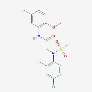 molecular formula C18H21ClN2O4S B5213878 N~2~-(4-chloro-2-methylphenyl)-N~1~-(2-methoxy-5-methylphenyl)-N~2~-(methylsulfonyl)glycinamide 