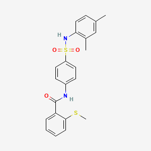 molecular formula C22H22N2O3S2 B5213906 N-(4-{[(2,4-dimethylphenyl)amino]sulfonyl}phenyl)-2-(methylthio)benzamide 