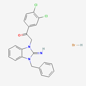molecular formula C22H18BrCl2N3O B5213914 2-(3-benzyl-2-imino-2,3-dihydro-1H-benzimidazol-1-yl)-1-(3,4-dichlorophenyl)ethanone hydrobromide 