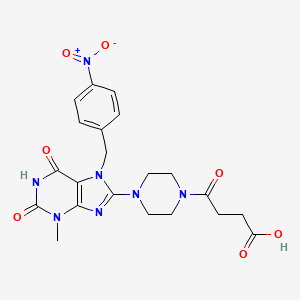 molecular formula C21H23N7O7 B5213921 4-{4-[3-methyl-7-(4-nitrobenzyl)-2,6-dioxo-2,3,6,7-tetrahydro-1H-purin-8-yl]-1-piperazinyl}-4-oxobutanoic acid 