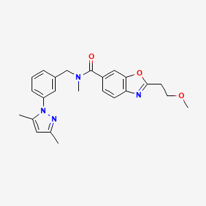 molecular formula C24H26N4O3 B5213948 N-[3-(3,5-dimethyl-1H-pyrazol-1-yl)benzyl]-2-(2-methoxyethyl)-N-methyl-1,3-benzoxazole-6-carboxamide 