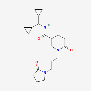 molecular formula C20H31N3O3 B5213997 N-(dicyclopropylmethyl)-6-oxo-1-[3-(2-oxo-1-pyrrolidinyl)propyl]-3-piperidinecarboxamide 