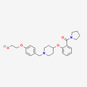 molecular formula C25H32N2O4 B5213998 2-[4-({4-[2-(1-pyrrolidinylcarbonyl)phenoxy]-1-piperidinyl}methyl)phenoxy]ethanol 