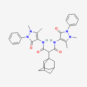 molecular formula C35H40N6O4 B5214007 2-(1-adamantyl)-N,N'-bis(1,5-dimethyl-3-oxo-2-phenyl-2,3-dihydro-1H-pyrazol-4-yl)malonamide 