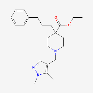 molecular formula C23H33N3O2 B5214024 ethyl 1-[(1,5-dimethyl-1H-pyrazol-4-yl)methyl]-4-(3-phenylpropyl)-4-piperidinecarboxylate 
