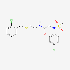 molecular formula C18H20Cl2N2O3S2 B5214035 N~1~-{2-[(2-chlorobenzyl)thio]ethyl}-N~2~-(4-chlorophenyl)-N~2~-(methylsulfonyl)glycinamide 