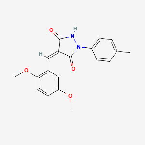 molecular formula C19H18N2O4 B5214061 4-(2,5-dimethoxybenzylidene)-1-(4-methylphenyl)-3,5-pyrazolidinedione 