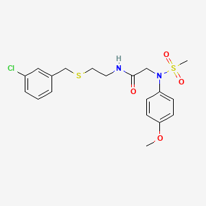 molecular formula C19H23ClN2O4S2 B5214127 N~1~-{2-[(3-chlorobenzyl)thio]ethyl}-N~2~-(4-methoxyphenyl)-N~2~-(methylsulfonyl)glycinamide 
