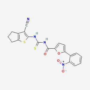 molecular formula C20H14N4O4S2 B5214132 N-{[(3-cyano-5,6-dihydro-4H-cyclopenta[b]thien-2-yl)amino]carbonothioyl}-5-(2-nitrophenyl)-2-furamide 