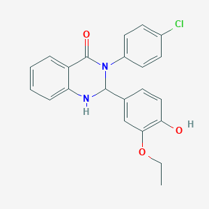 molecular formula C22H19ClN2O3 B5214200 3-(4-chlorophenyl)-2-(3-ethoxy-4-hydroxyphenyl)-2,3-dihydro-4(1H)-quinazolinone 