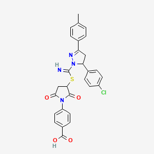 molecular formula C28H23ClN4O4S B5214243 4-(3-{[[5-(4-chlorophenyl)-3-(4-methylphenyl)-4,5-dihydro-1H-pyrazol-1-yl](imino)methyl]thio}-2,5-dioxo-1-pyrrolidinyl)benzoic acid 