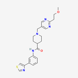 molecular formula C23H27N5O2S B5214286 1-{[2-(2-methoxyethyl)-5-pyrimidinyl]methyl}-N-[3-(1,3-thiazol-4-yl)phenyl]-4-piperidinecarboxamide 