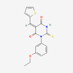 molecular formula C17H14N2O3S2 B5214306 1-(3-ethoxyphenyl)-5-(2-thienylmethylene)-2-thioxodihydro-4,6(1H,5H)-pyrimidinedione 
