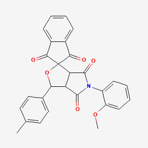 molecular formula C28H21NO6 B5214330 5-(2-methoxyphenyl)-3-(4-methylphenyl)-3a,6a-dihydrospiro[furo[3,4-c]pyrrole-1,2'-indene]-1',3',4,6(3H,5H)-tetrone 