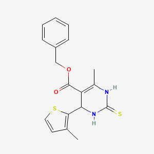 molecular formula C18H18N2O2S2 B5214379 benzyl 6-methyl-4-(3-methyl-2-thienyl)-2-thioxo-1,2,3,4-tetrahydro-5-pyrimidinecarboxylate 